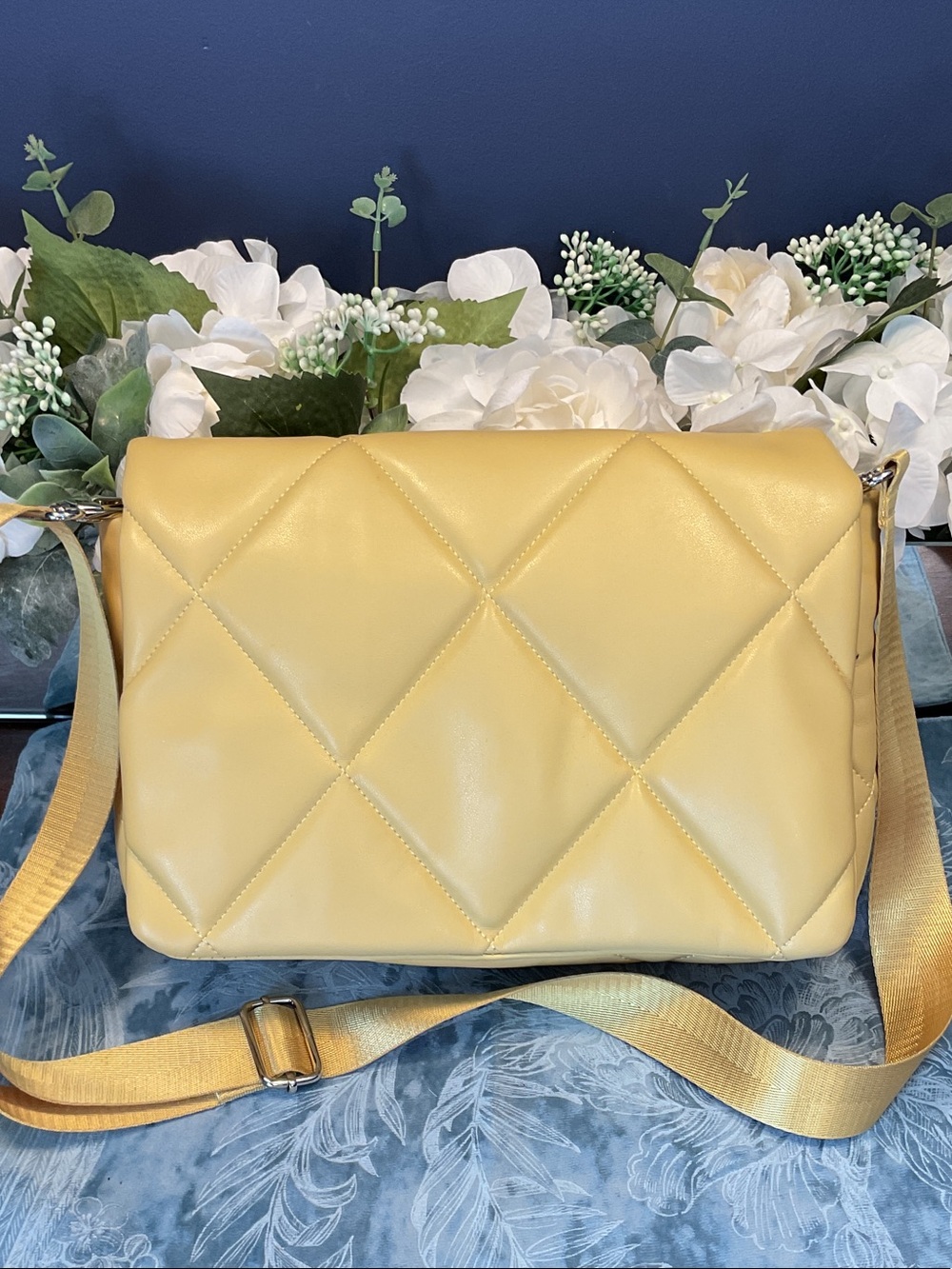 Sondra Roberts Quilted Padded Crossbody Bag in Yellow